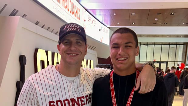 Hudson Woods and Miguel Chavis at OU's "Future Freaks" recruiting event on March 9, 2024.